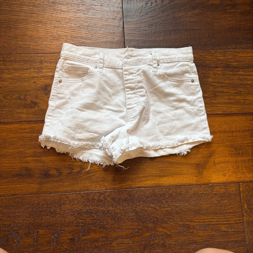 White jean shorts